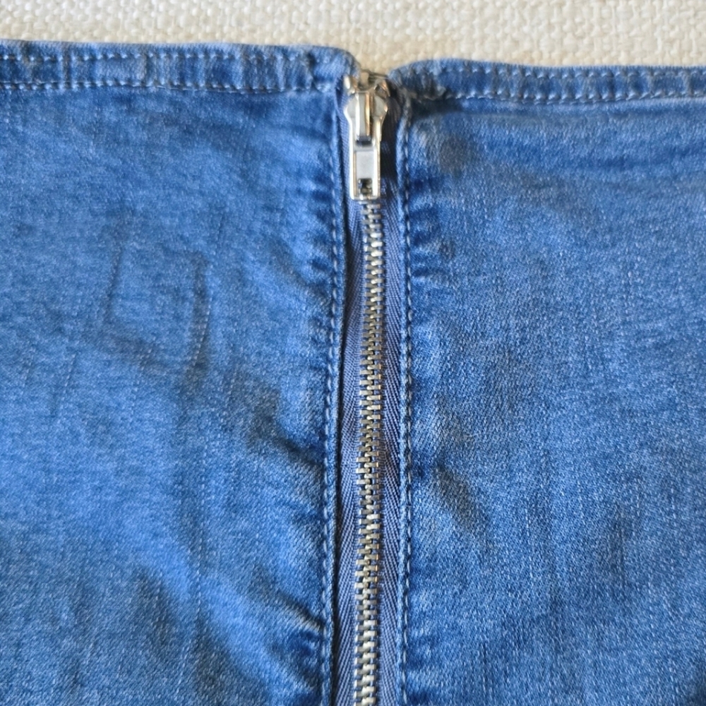 GUESS? Jeans Denim Off The Shoulder Mini Dress Y2K Stretch XS - Picture 6 of 7
